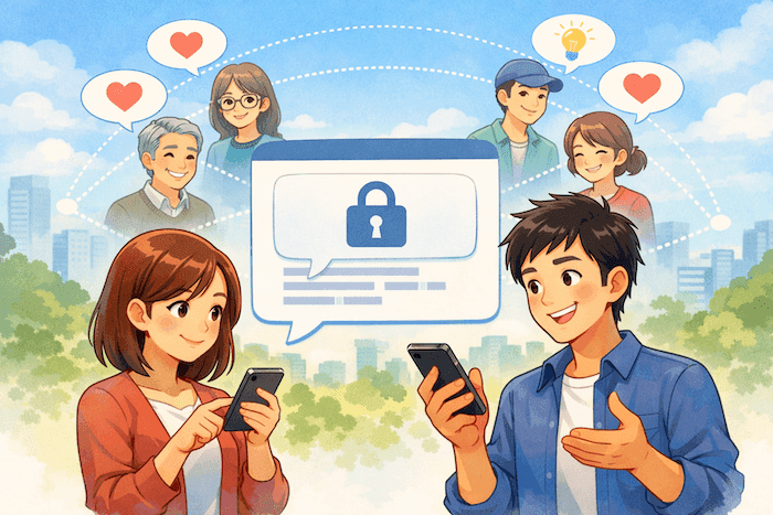 Bluebirdの限定投稿がフォロワーのみに共有されることを表現したイラスト